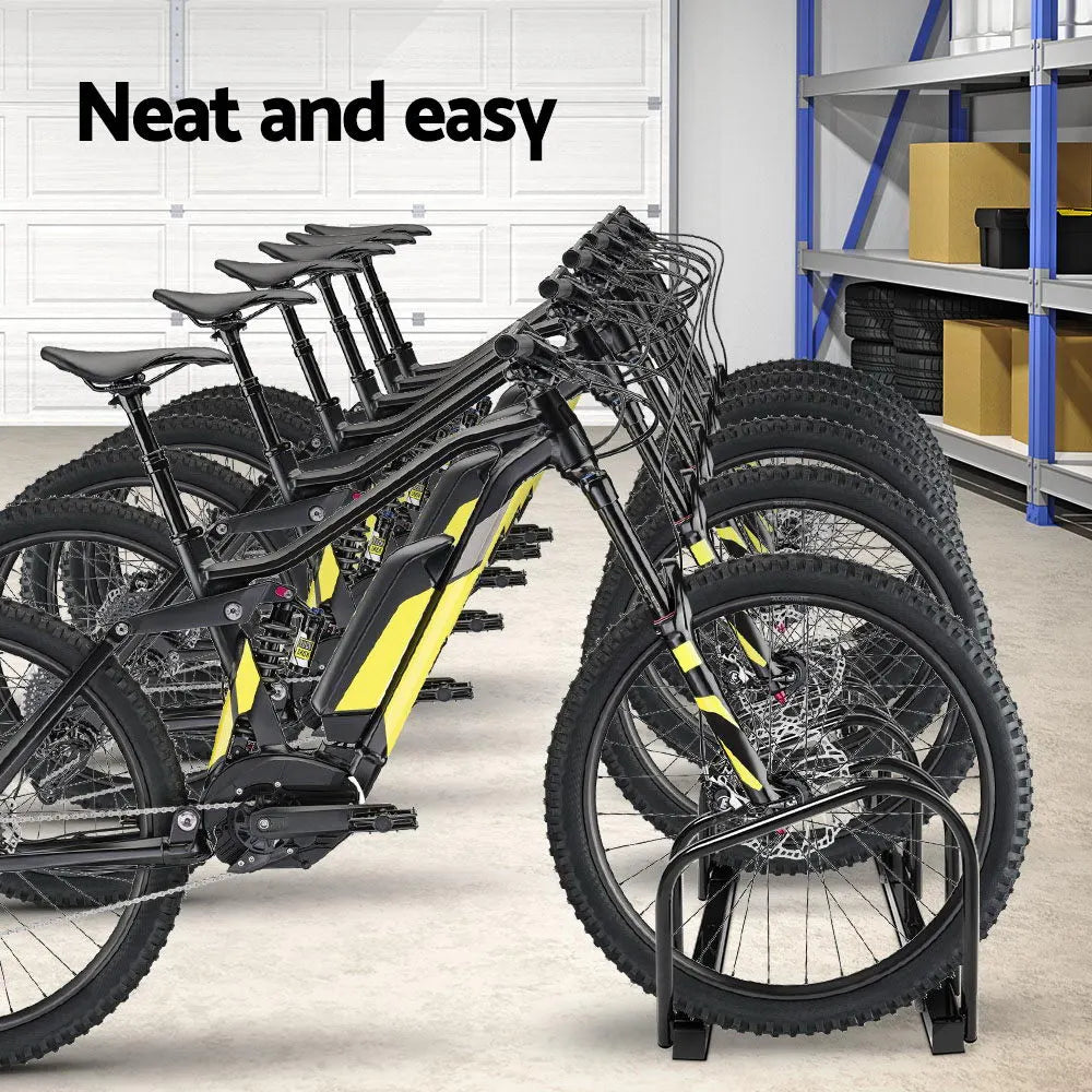 Weisshorn 6 Bike Stand Rack Bicycle Storage Floor Parking Holder Cycling Black - Image 3