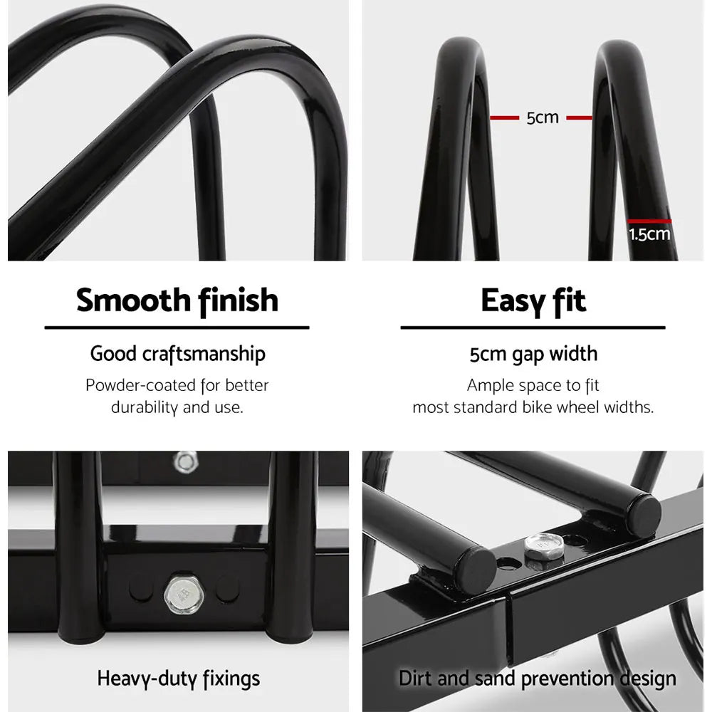 Weisshorn 6 Bike Stand Rack Bicycle Storage Floor Parking Holder Cycling Black - Image 5