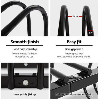 Weisshorn 6 Bike Stand Rack Bicycle Storage Floor Parking Holder Cycling Black - Image 5