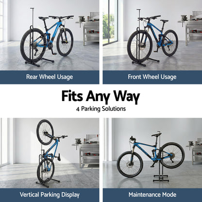 Weisshorn 4-in-1 Bike Parking Stand Vertical Floor Storage Rack for 24"-27.5" Bicycles, Adjustable Height Repair Maintenance Stand, Stable Indoor Garage Space Saver with Non-slip Rubber Feet - Image 5