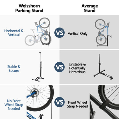 Weisshorn 4-in-1 Bike Parking Stand Vertical Floor Storage Rack for 24"-27.5" Bicycles, Adjustable Height Repair Maintenance Stand, Stable Indoor Garage Space Saver with Non-slip Rubber Feet - Image 6