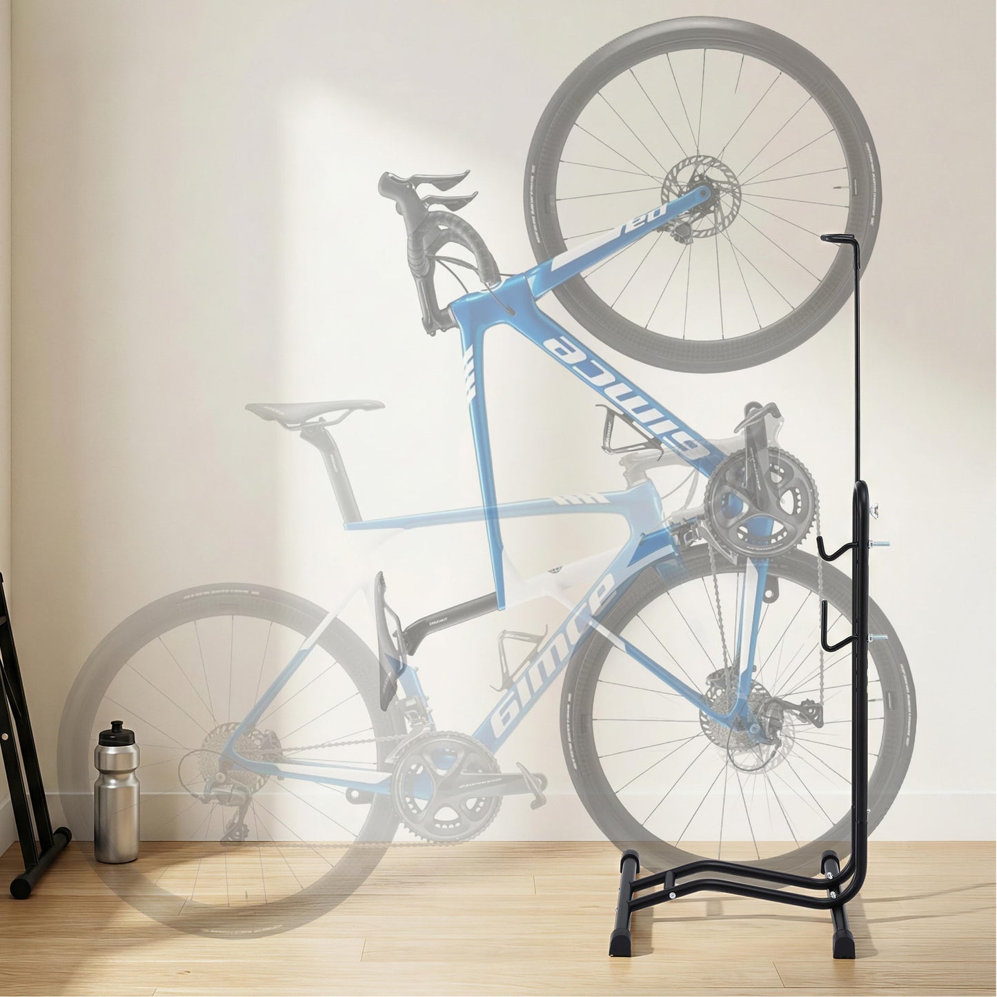 Weisshorn 4-in-1 Bike Parking Stand Vertical Floor Storage Rack for 24"-27.5" Bicycles, Adjustable Height Repair Maintenance Stand, Stable Indoor Garage Space Saver with Non-slip Rubber Feet - Image 9