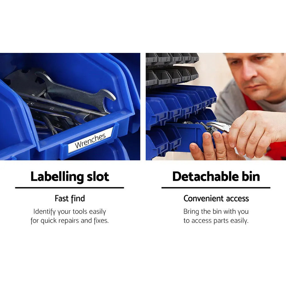 Giantz 30 Storage Bin Rack Wall Mounted - Image 4