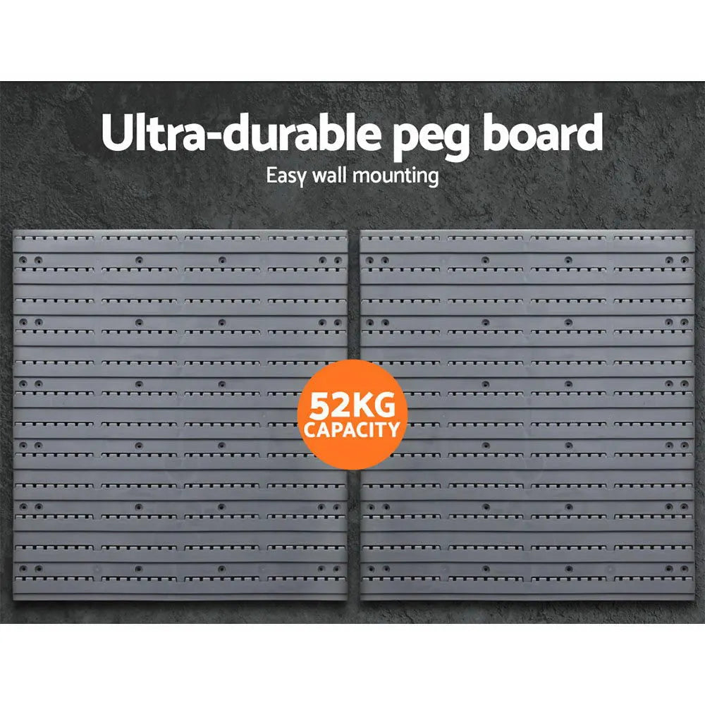 Giantz 44 Storage Bin Rack Wall Mounted Peg Board - Image 4