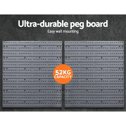 Giantz 44 Storage Bin Rack Wall Mounted Peg Board - Image 4