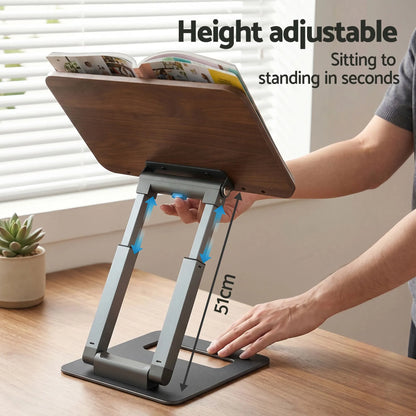 Artiss Book Stand Telescopic Book Holder with Page Clip Ergonomic Desktop Stands OAK - Image 4