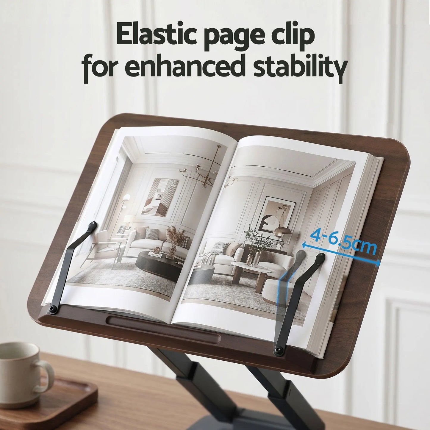 Artiss Book Stand Telescopic Book Holder with Page Clip Ergonomic Desktop Stands OAK - Image 6