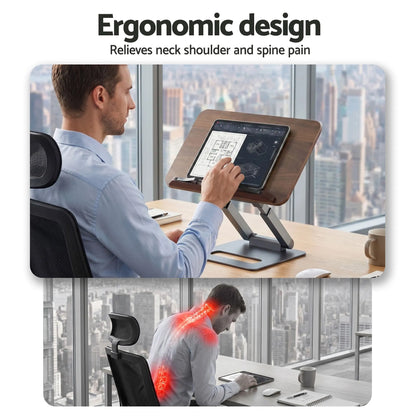 Artiss Book Stand Telescopic Book Holder with Page Clip Ergonomic Desktop Stands OAK - Image 7