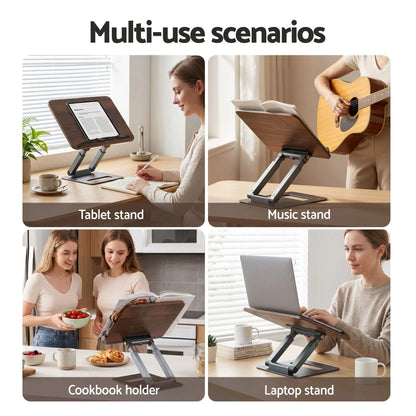 Artiss Book Stand Telescopic Book Holder with Page Clip Ergonomic Desktop Stands OAK - Image 8