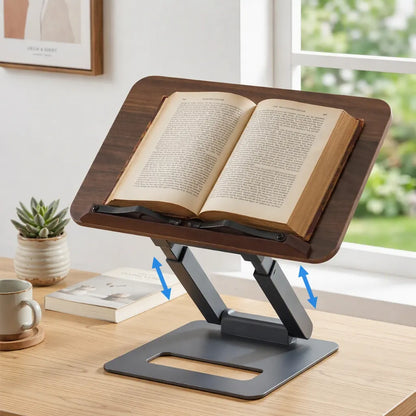 Artiss Book Stand Telescopic Book Holder with Page Clip Ergonomic Desktop Stands OAK - Image 9