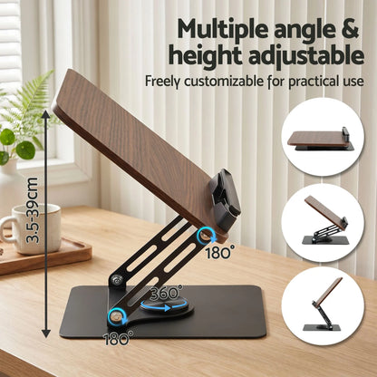 Artiss Book Stand Adjustable Book Holder Foldable Reading Rest Rack with 360 Degree Rotating Base and Page Clip - Image 5