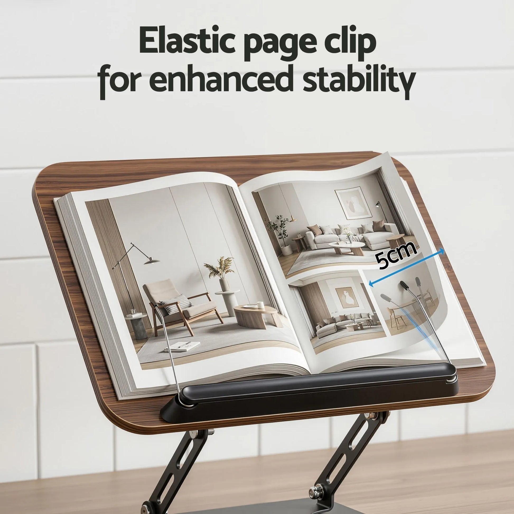 Artiss Book Stand Adjustable Book Holder Foldable Reading Rest Rack with 360 Degree Rotating Base and Page Clip - Image 6