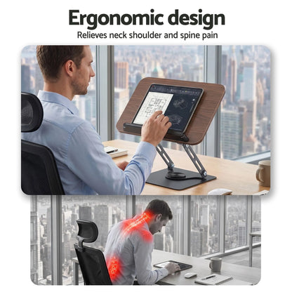 Artiss Book Stand Adjustable Book Holder Foldable Reading Rest Rack with 360 Degree Rotating Base and Page Clip - Image 7