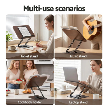Artiss Book Stand Adjustable Book Holder Foldable Reading Rest Rack with 360 Degree Rotating Base and Page Clip - Image 8