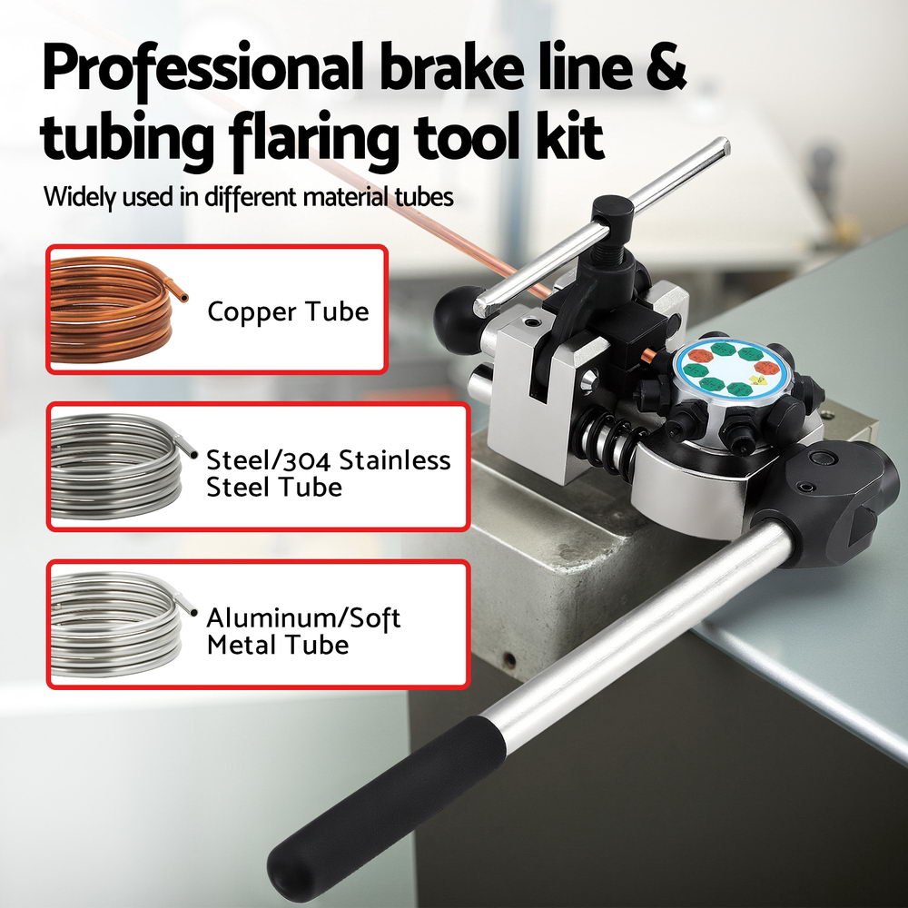 Giantz 45° Brake Line Flaring Tool Kit for 3/16"-3/8" Tubing with Cutter - Image 4