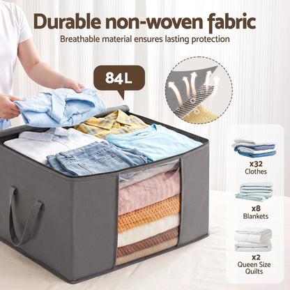 Artiss Blanket Storage Bags Box X4 Clothes Quilt Container 84L Organiser Grey - Image 5