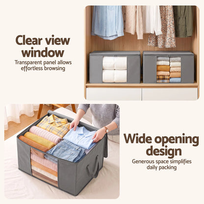 Artiss Blanket Storage Bags Box X4 Clothes Quilt Container 84L Organiser Grey - Image 6