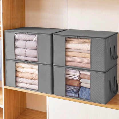 Artiss Blanket Storage Bags Box X4 Clothes Quilt Container 84L Organiser Grey - Image 9