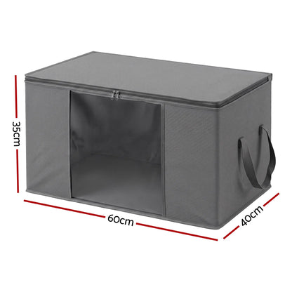 Artiss Blanket Storage Bags Box X8 Clothes Quilt Container 84L Organiser Grey - Image 2
