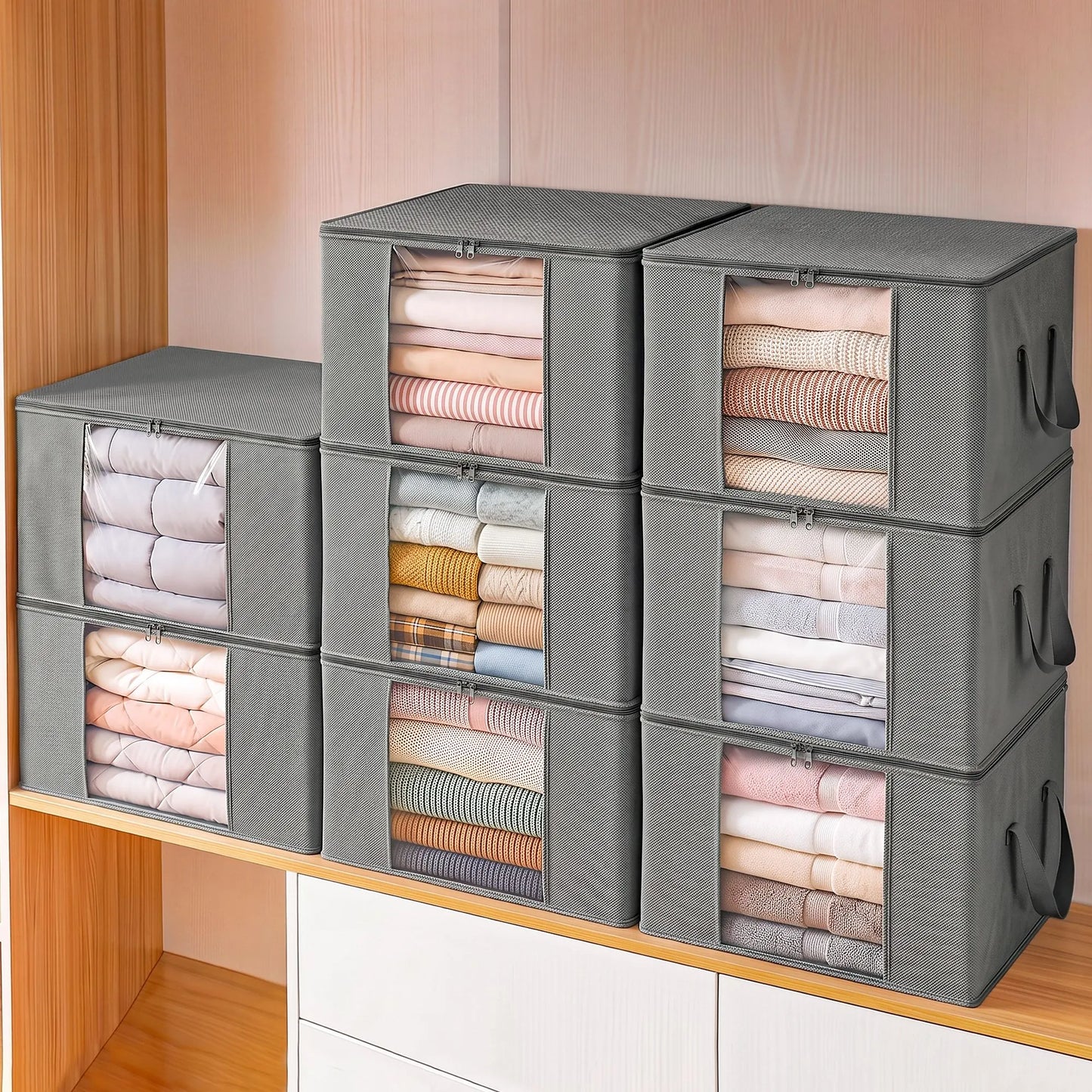 Artiss Blanket Storage Bags Box X8 Clothes Quilt Container 84L Organiser Grey - Image 9