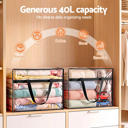 Artiss Blanket Storage Bags 8Pcs 40L PVC Box Clothes Doona Moving Organiser - Image 4