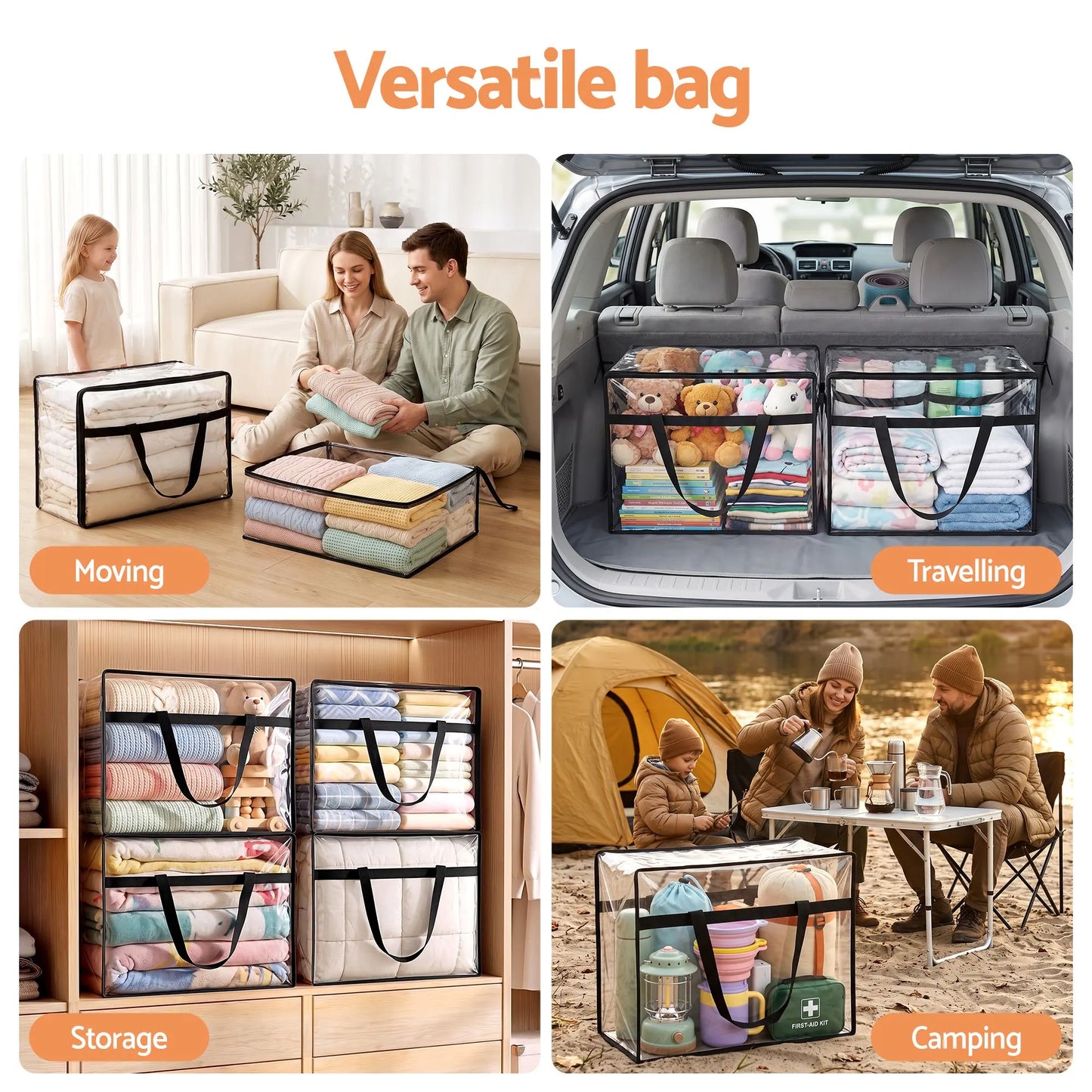 Artiss Blanket Storage Bags 8Pcs 40L PVC Box Clothes Doona Moving Organiser - Image 8