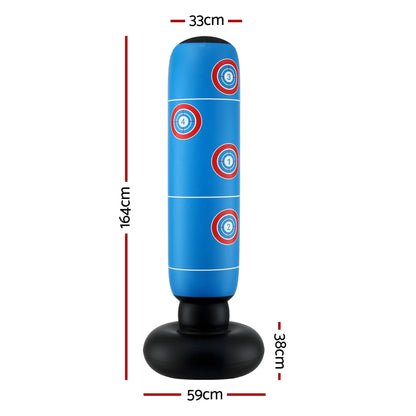 Everfit Freestanding Punching Bag Boxing Stand Inflatable Fitness 164cm Blue - Image 2