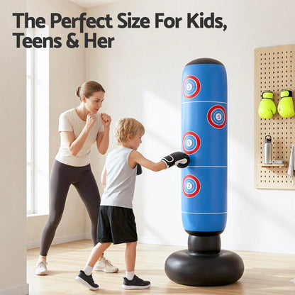 Everfit Freestanding Punching Bag Boxing Stand Inflatable Fitness 164cm Blue - Image 4