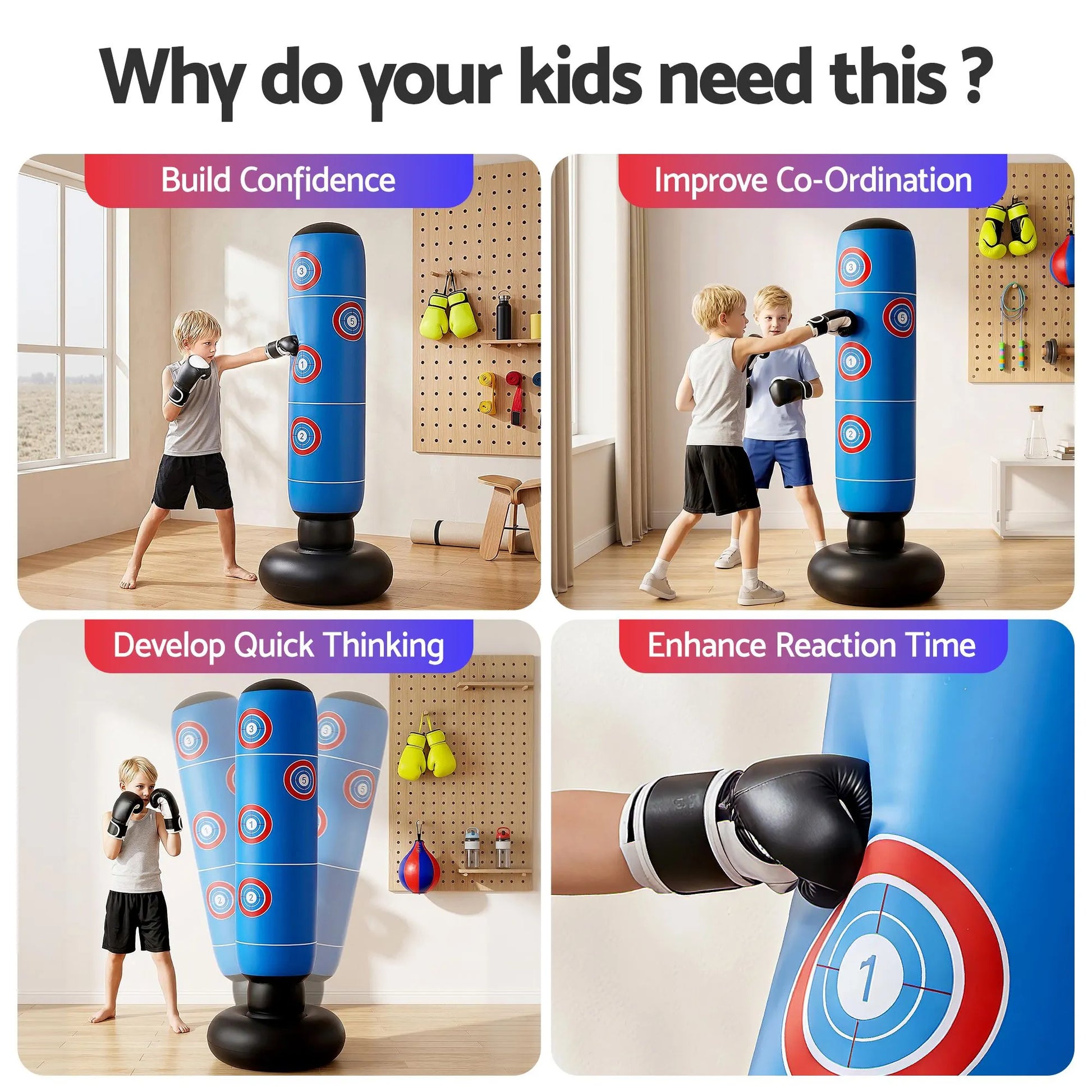 Everfit Freestanding Punching Bag Boxing Stand Inflatable Fitness 164cm Blue - Image 5