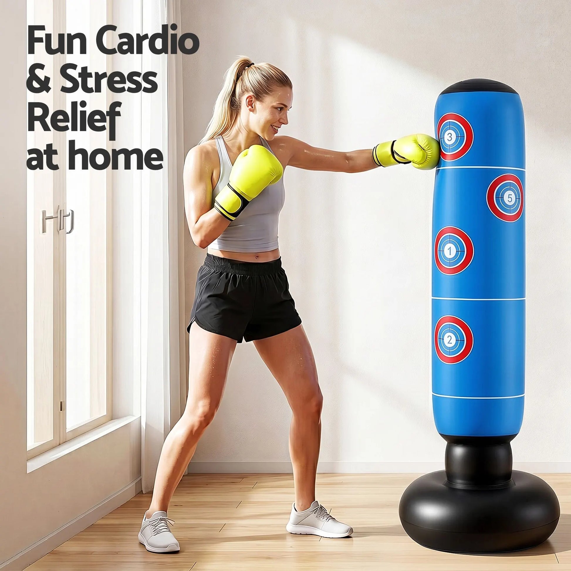 Everfit Freestanding Punching Bag Boxing Stand Inflatable Fitness 164cm Blue - Image 6