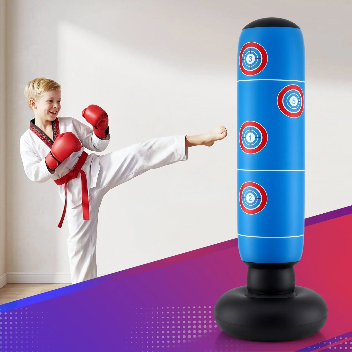 Everfit Freestanding Punching Bag Boxing Stand Inflatable Fitness 164cm Blue - Image 9