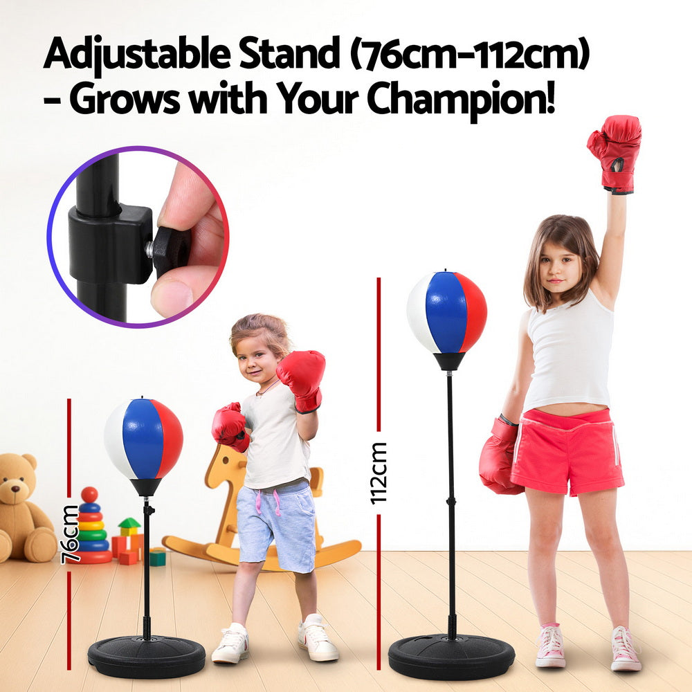 Everfit Kids Punching Bag Stand Set Adjustable 76-112cm with Gloves & Pump - Image 4
