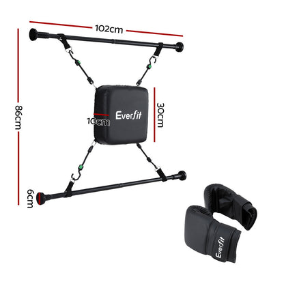 Everfit Doorway Punching Bag Adjustable Apartment Friendly with Boxing Gloves Black - Image 2