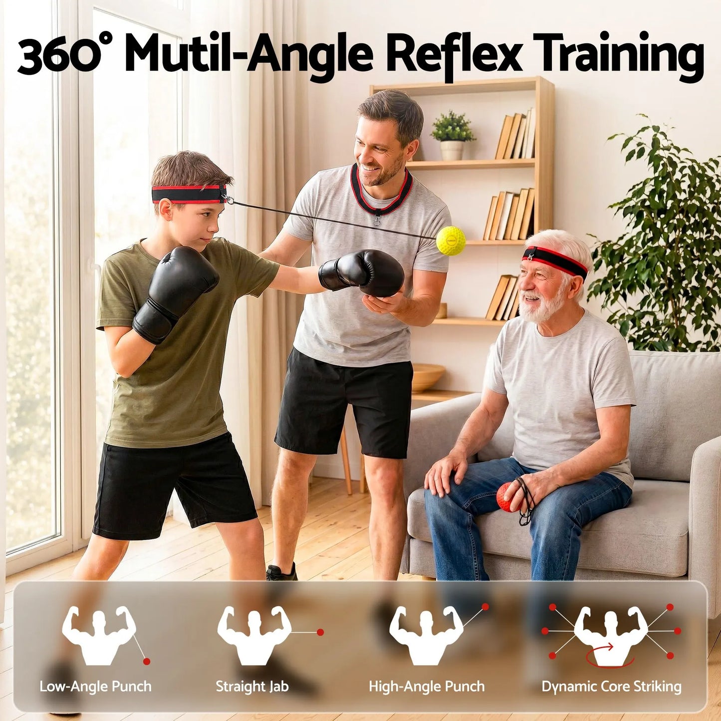 Everfit Boxing Reflex Ball Headband Hand Eye Coordination Stress Relief 2 Balls - Image 4