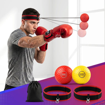Everfit Boxing Reflex Ball Headband Hand Eye Coordination Stress Relief 2 Balls - Image 9