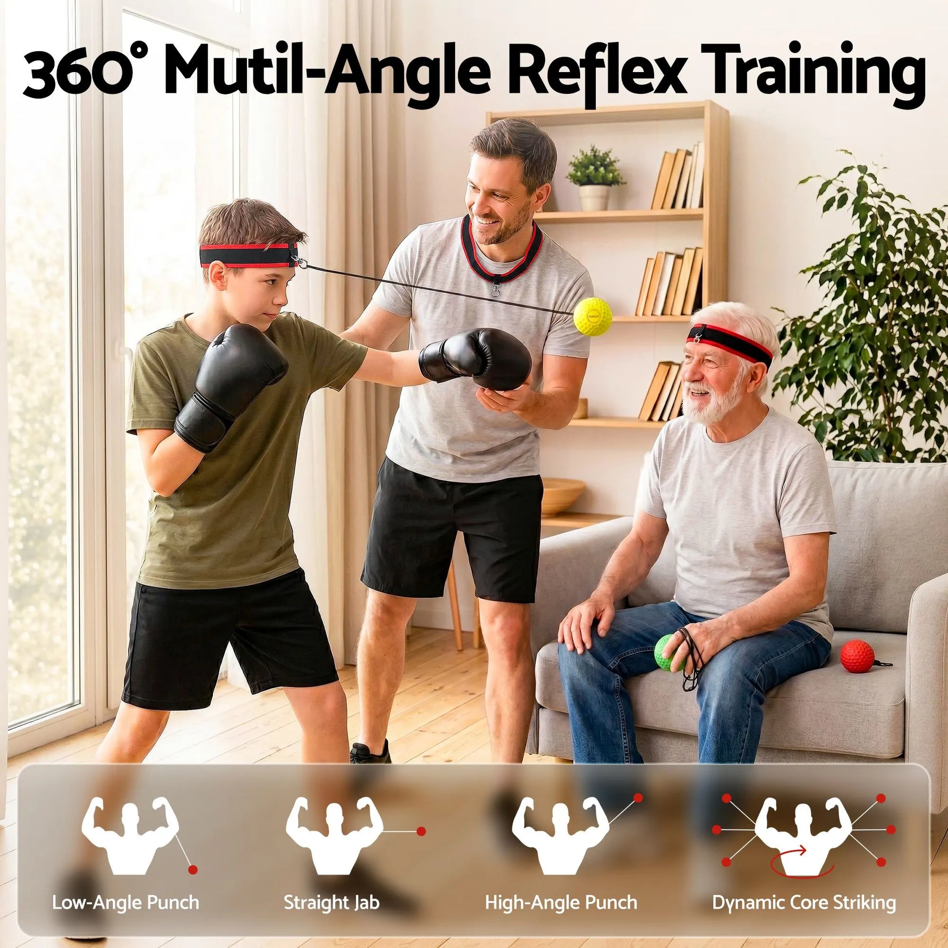 Everfit Boxing Reflex Ball Headband Hand Eye Coordination Stress Relief Multi - Image 4