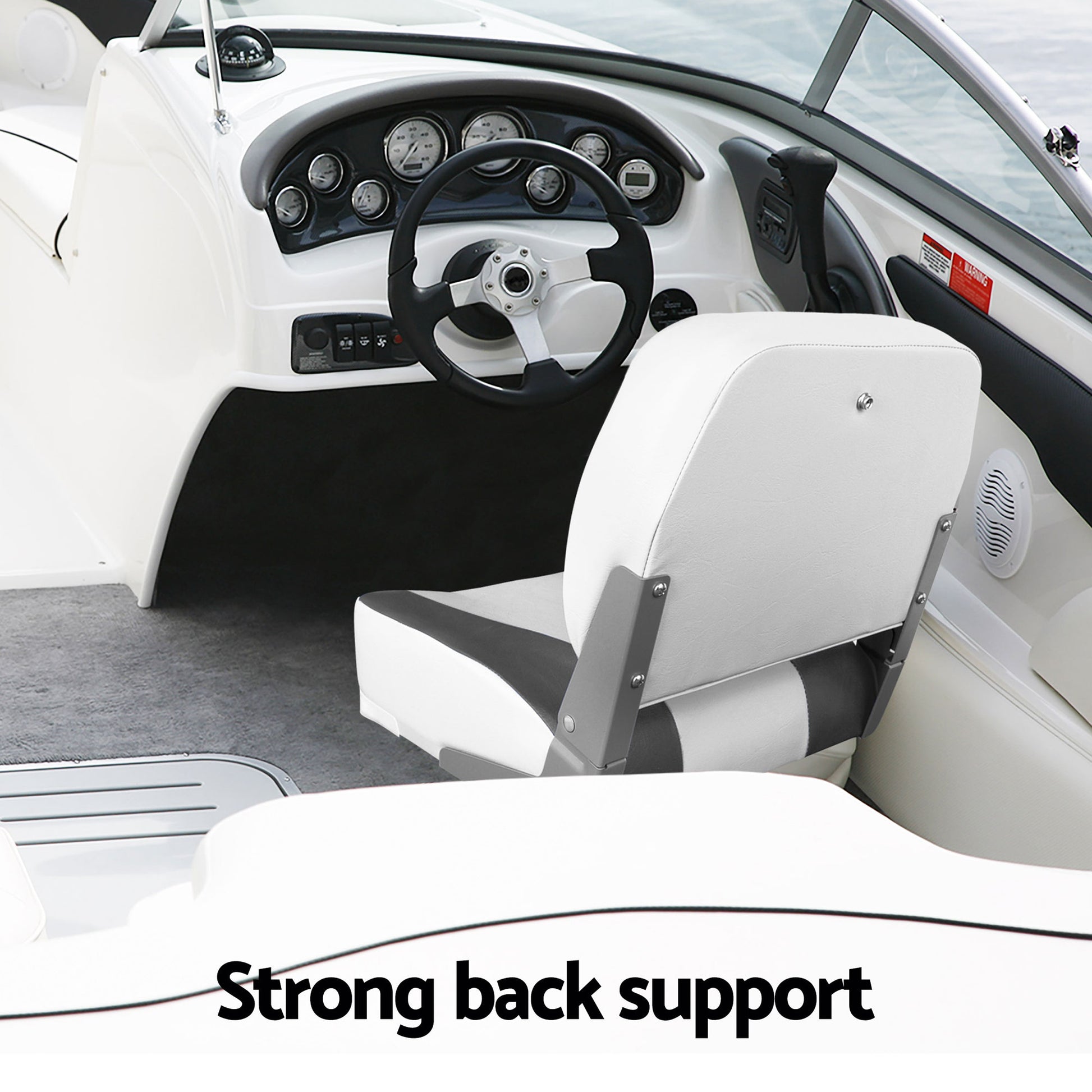 Seamanship 2X Folding Boat Seats with 2X Adjustable Pedestals 34–46cm Marine Swivel Low Back 13cm Padding Charcoal - Image 8