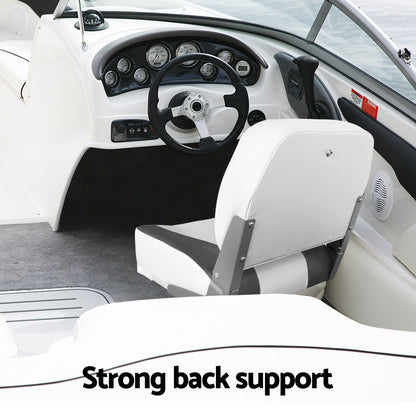 Seamanship 2X Folding Boat Seats with 2X Adjustable Pedestals 55–75cm Marine Swivel Low Back 13cm Padding Charcoal - Image 8