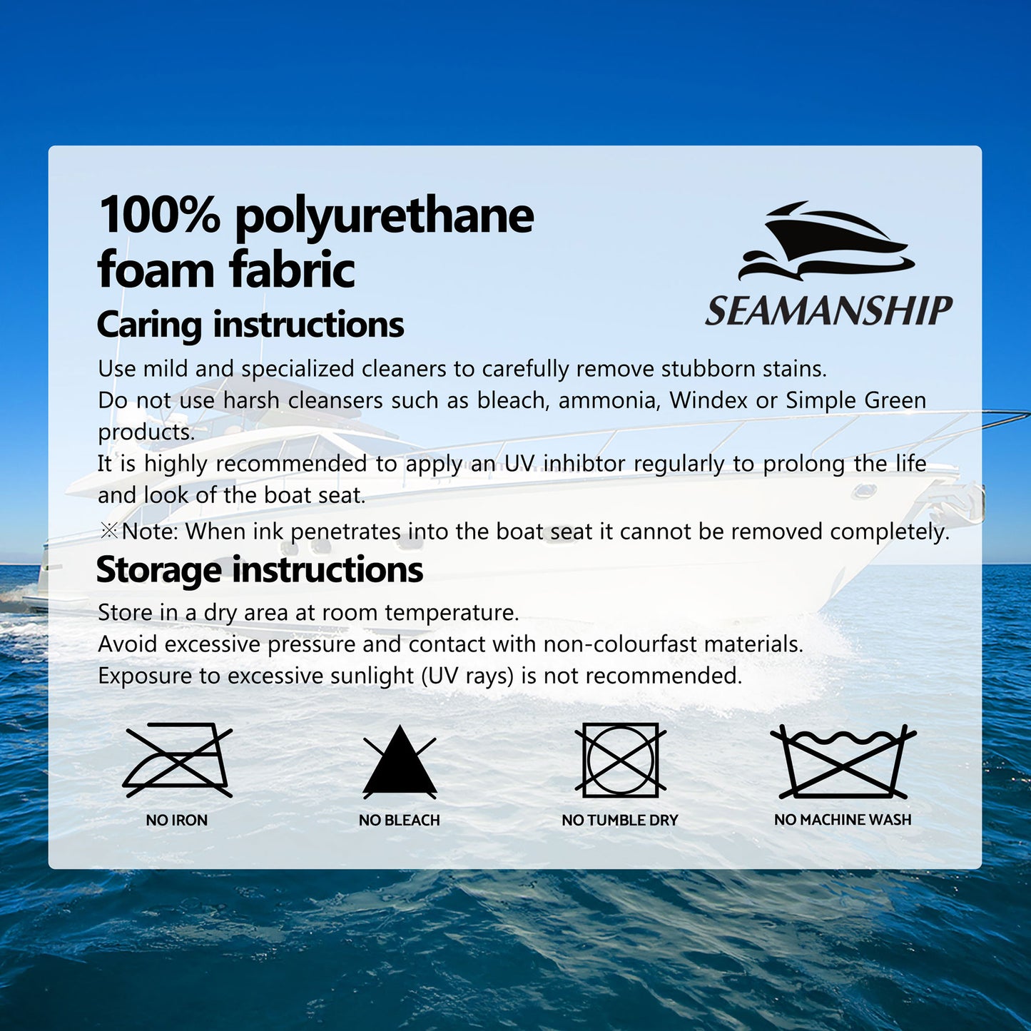 Seamanship 2X Folding Boat Seats with 2X Adjustable Pedestals 55–75cm Marine Swivel Low Back 13cm Padding White Blue - Image 7