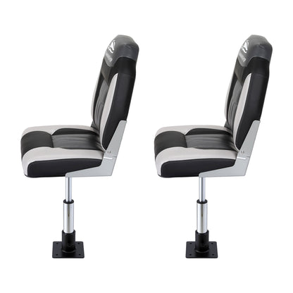 Seamanship 2X Folding Boat Seats with 2X Adjustable Pedestals 34–46cm Marine Seat Swivel High Back 12cm Padding Black - Image 3