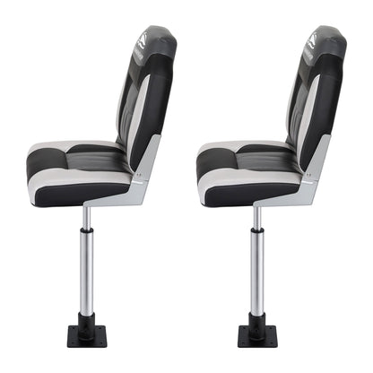 Seamanship 2X Folding Boat Seats with 2X Adjustable Pedestals 55–75cm Marine Seat Swivel High Back 12cm Padding Black - Image 3