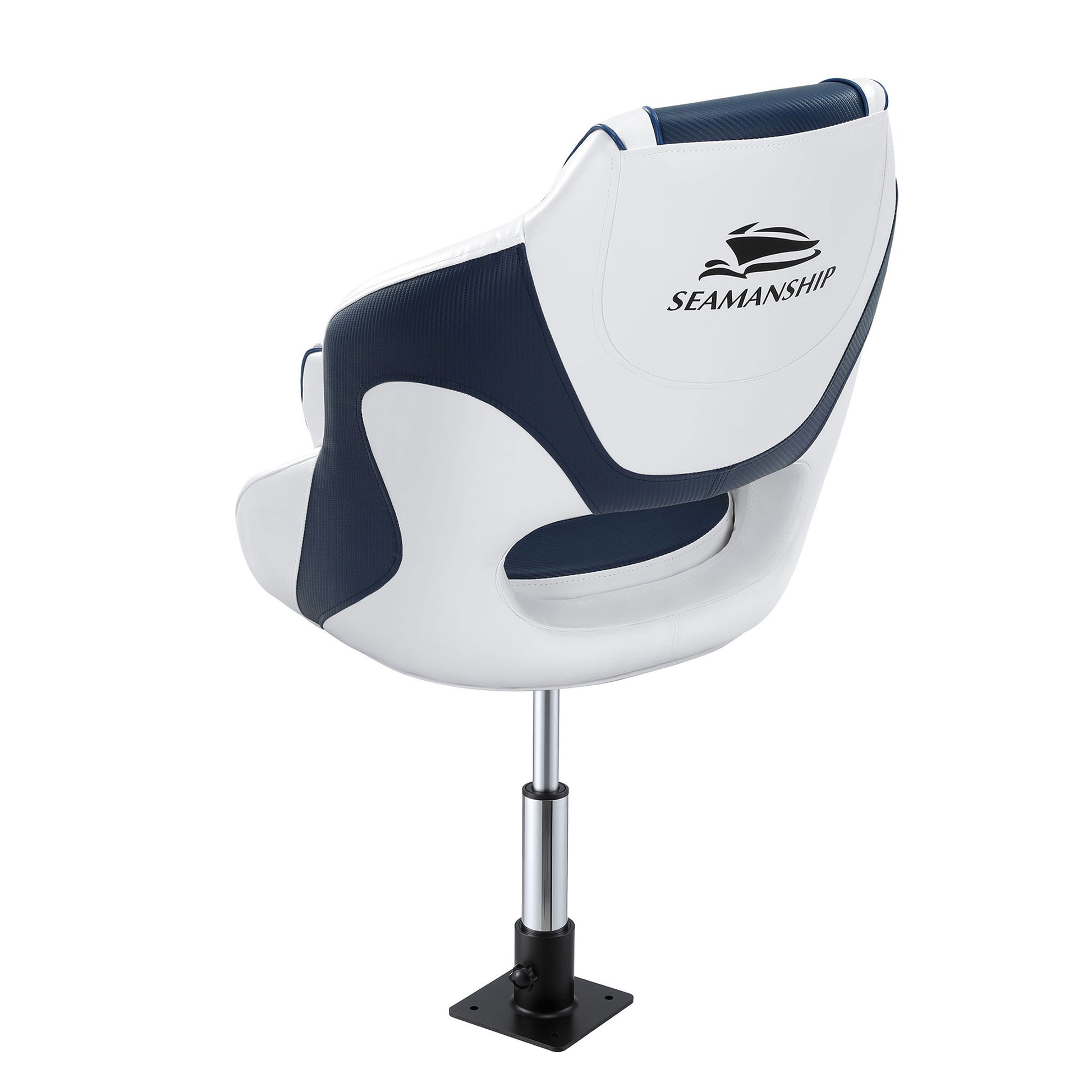 Seamanship Captain Bucket Boat Seats Flip Up Bolster Swivel 15cm Padding with Adjustable Pedestals 34–46cm Blue - Image 3