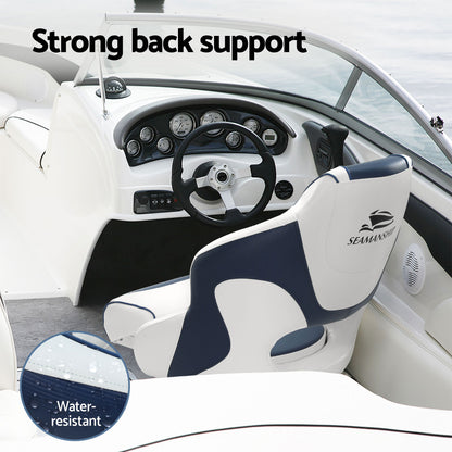 Seamanship Captain Bucket Boat Seats Flip Up Bolster Swivel 15cm Padding with Adjustable Pedestals 34–46cm Blue - Image 7