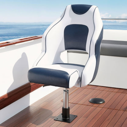 Seamanship Captain Bucket Boat Seats Flip Up Bolster Swivel 15cm Padding with Adjustable Pedestals 34–46cm Blue - Image 8