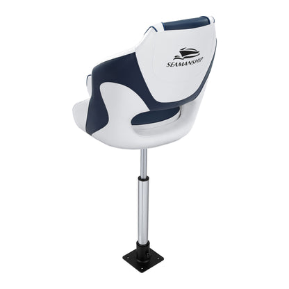 Seamanship Captain Bucket Boat Seats Flip Up Bolster Swivel 15cm Padding with Adjustable Pedestals 55–75cm Blue - Image 3