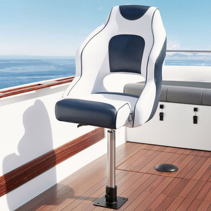 Seamanship Captain Bucket Boat Seats Flip Up Bolster Swivel 15cm Padding with Adjustable Pedestals 55–75cm Blue - Image 8
