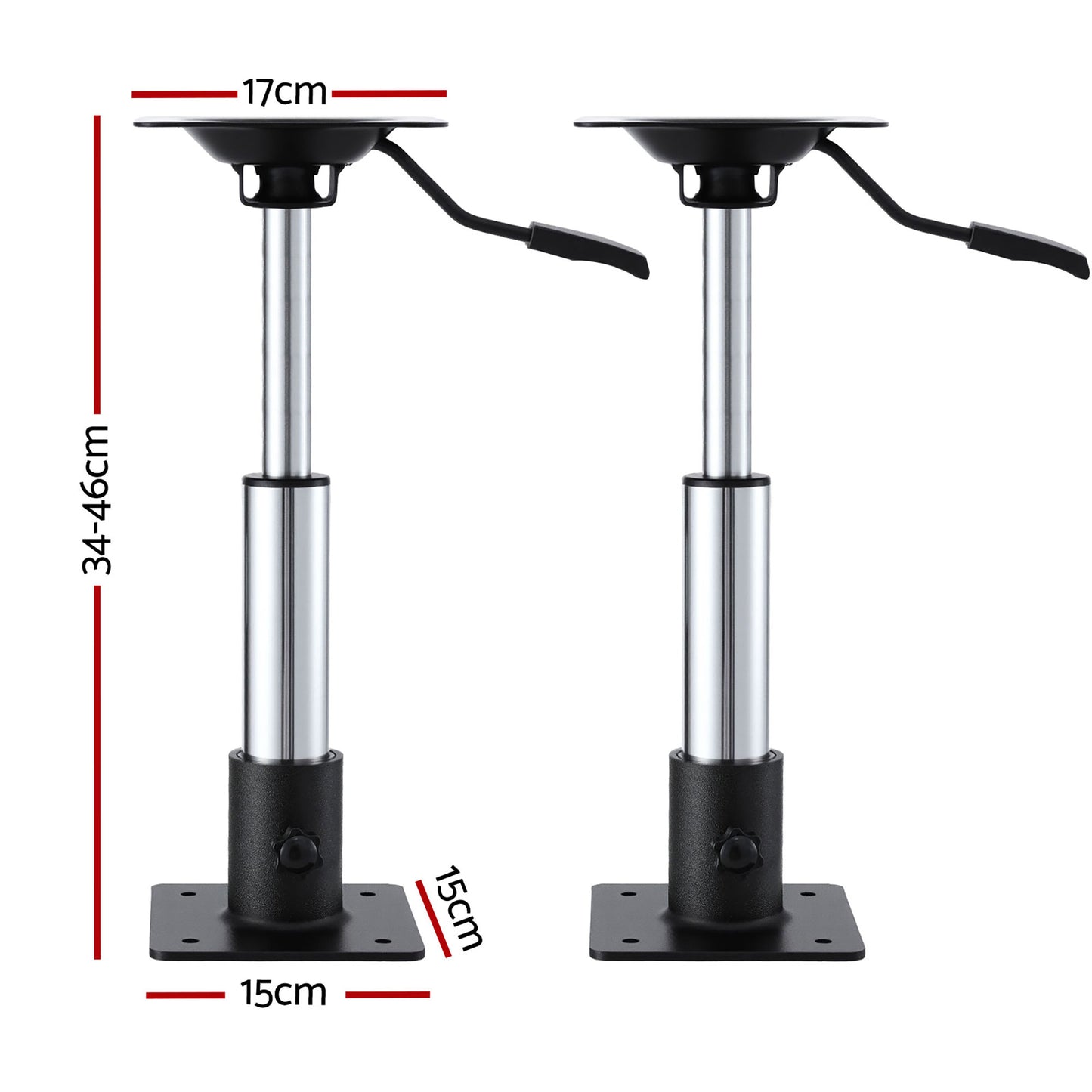 Seamanship Boat Seat Pedestal 34–46cm Adjustable Gas Lift 360 Degrees Swivel 2 Pack - Image 2