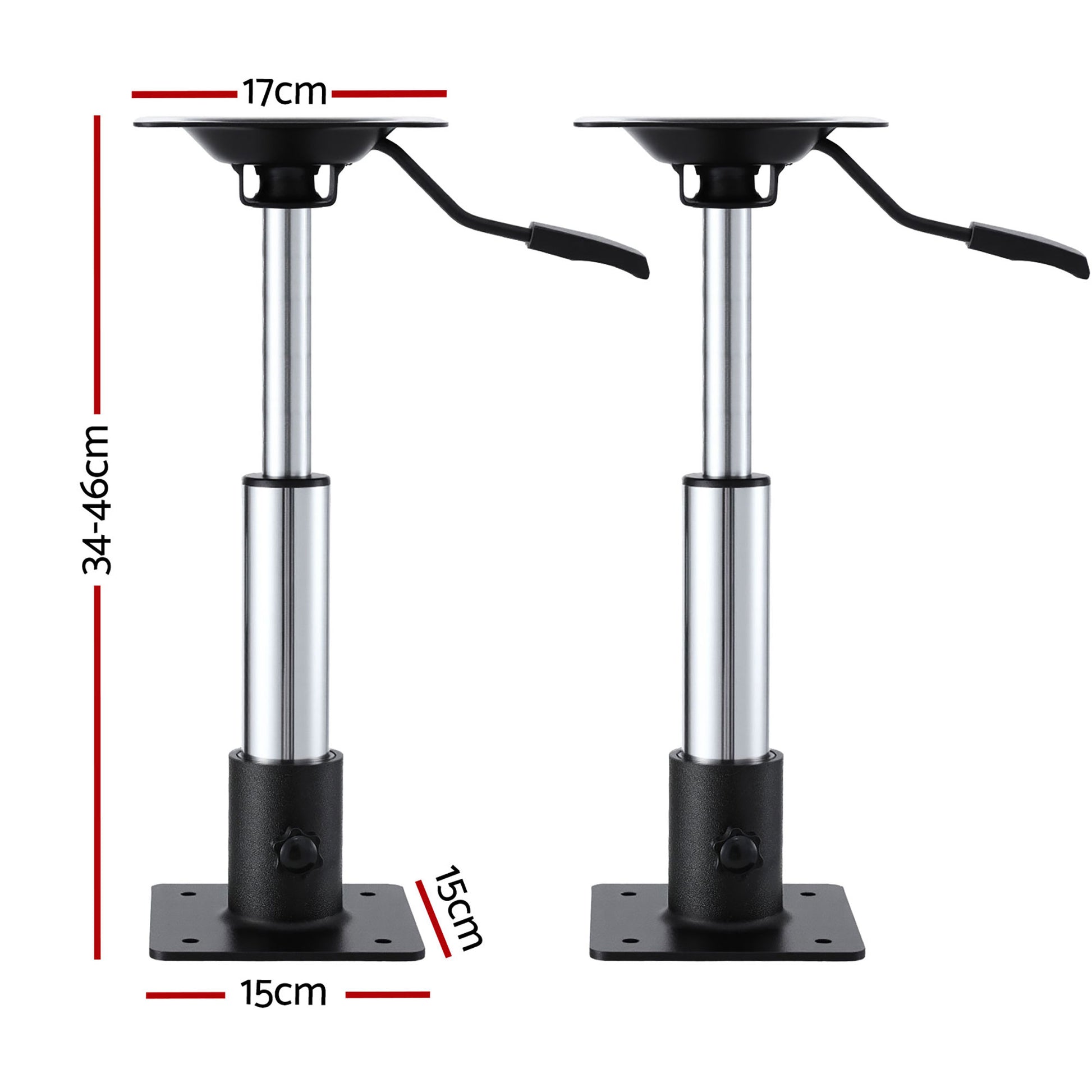 Seamanship Boat Seat Pedestal 34–46cm Adjustable Gas Lift 360 Degrees Swivel 2 Pack - Image 2