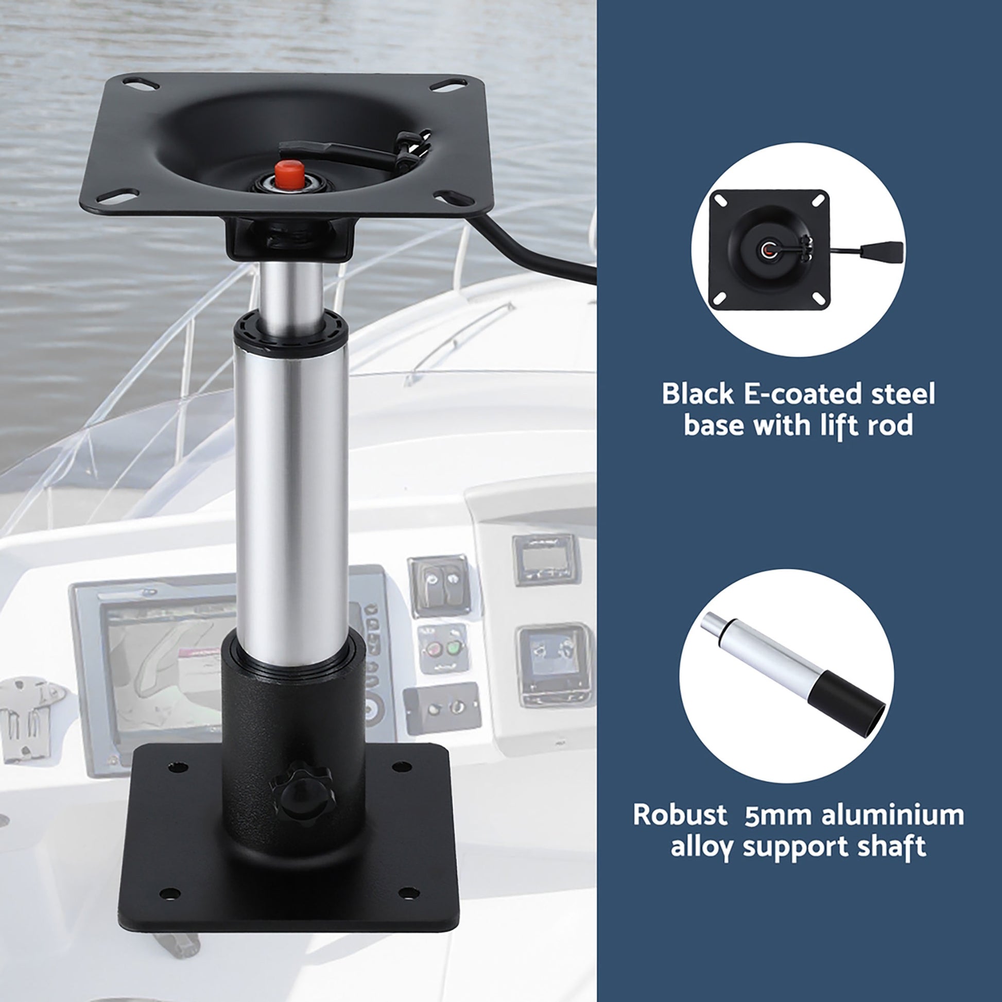 Seamanship Boat Seat Pedestal 34–46cm Adjustable Gas Lift 360 Degrees Swivel 2 Pack - Image 4