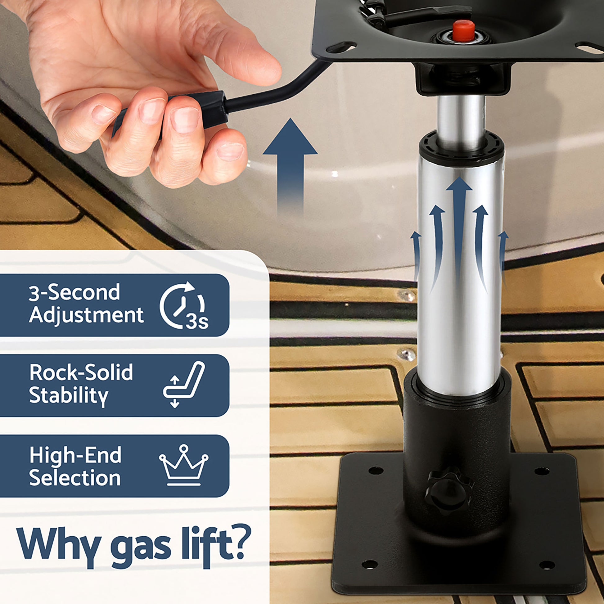 Seamanship Boat Seat Pedestal 34–46cm Adjustable Gas Lift 360 Degrees Swivel 2 Pack - Image 5